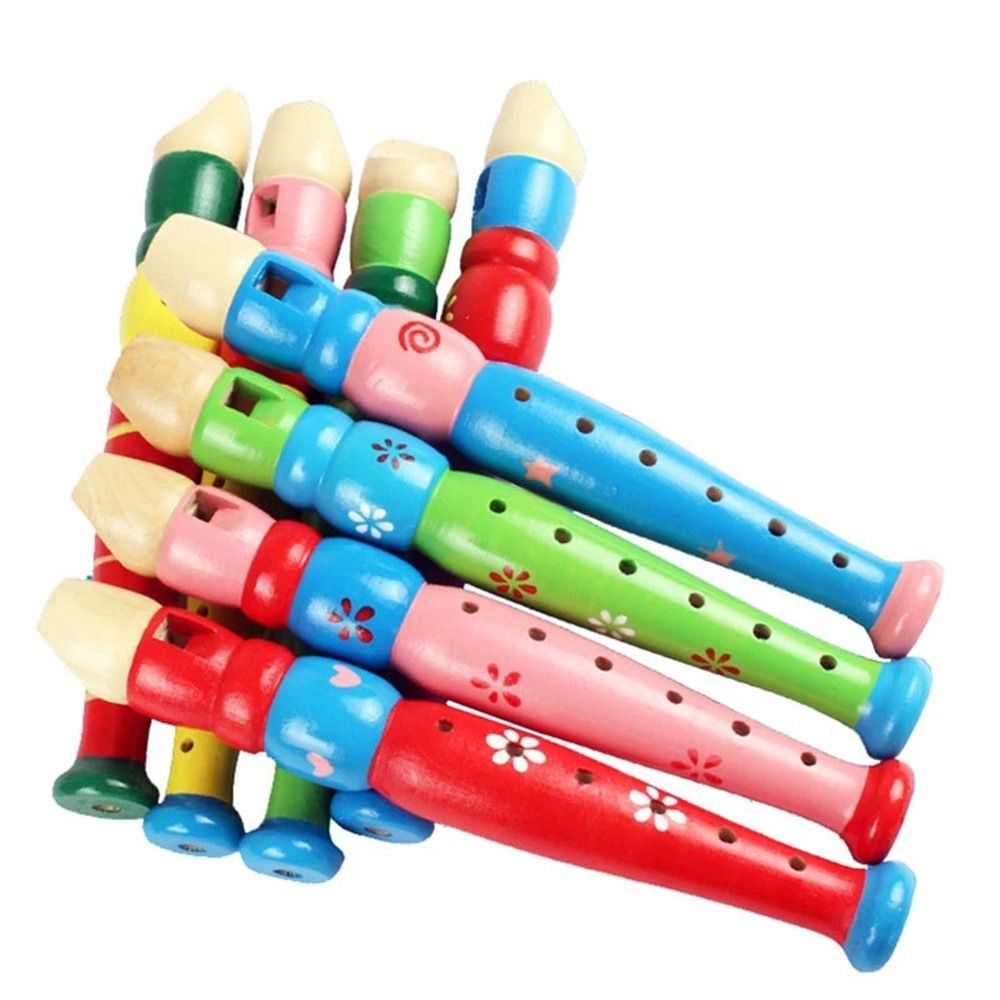 Musical Instruments Cartoon - Flûte en bois colorée pour enfants,
