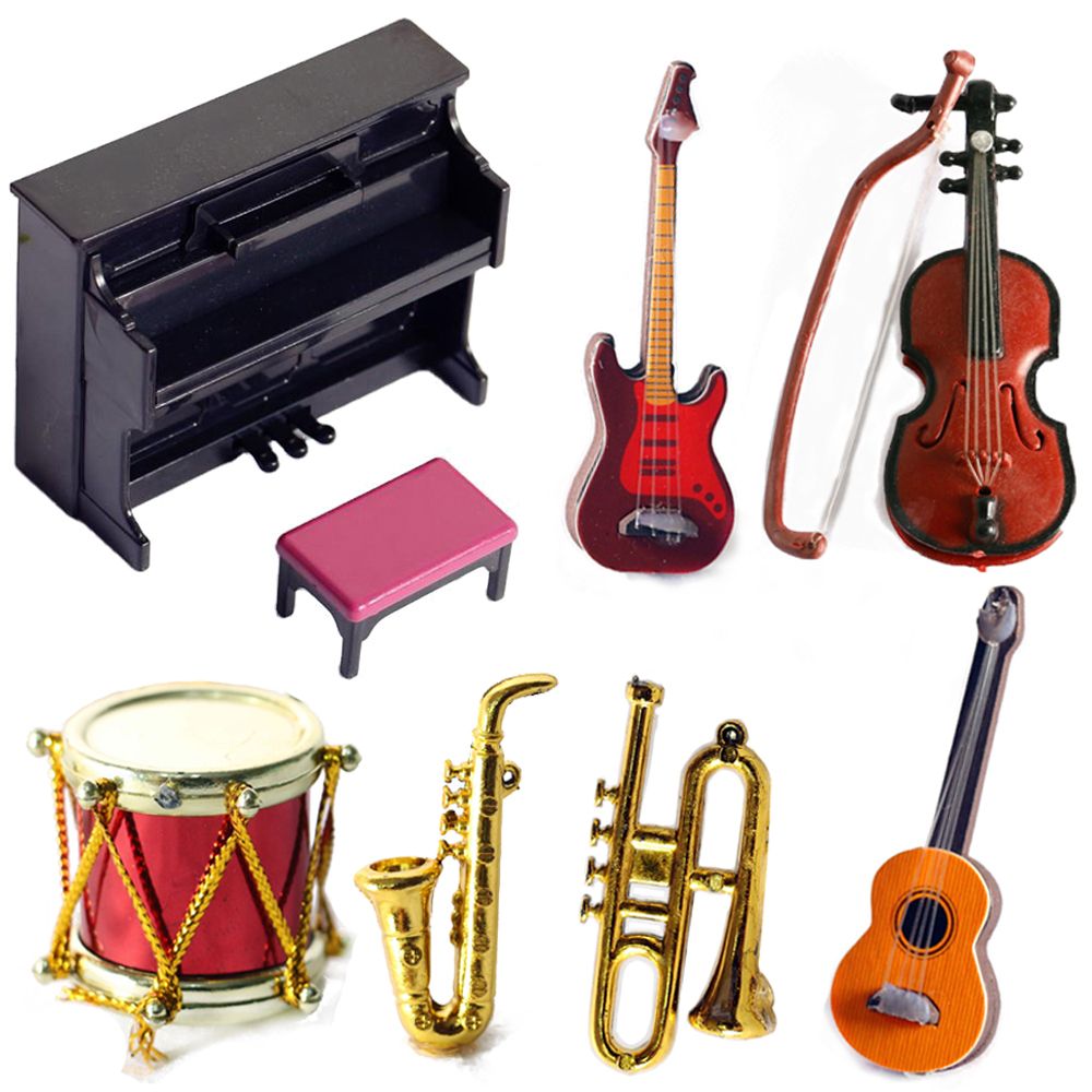 Musical Instruments Cartoon - Instruments de musique miniatures, échelle 1/12,