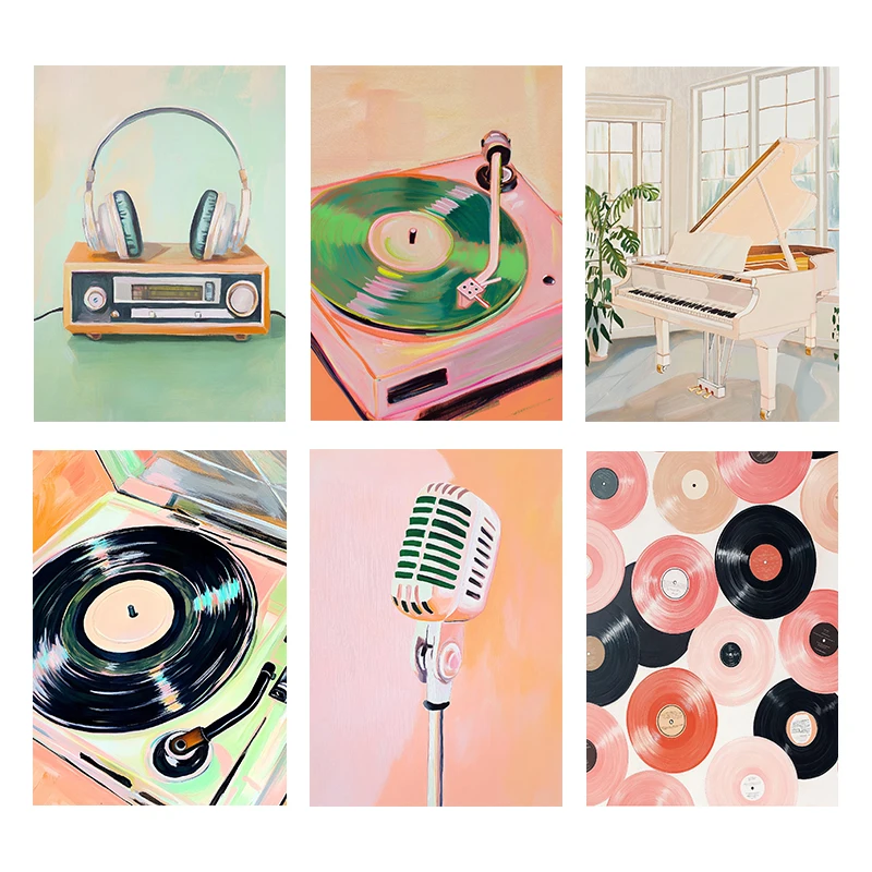 Musical Instrument Images - Peinture sur toile 2D, affiche d'art