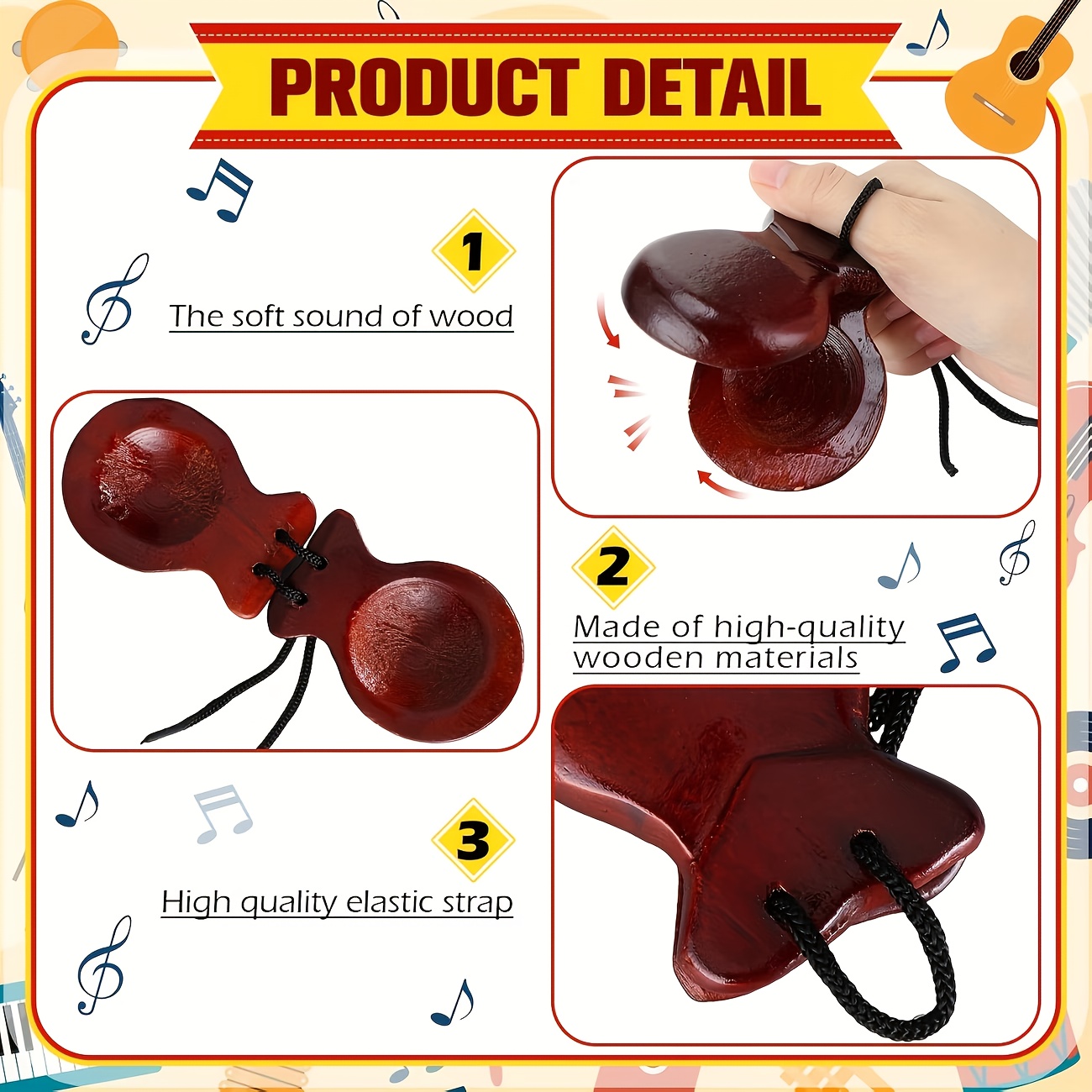Lot de 2 castagnettes espagnol - Castanet Flamenco avis et prix