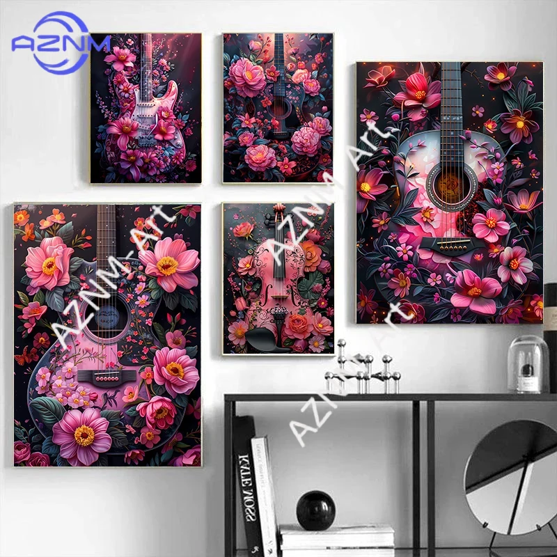 Affiche musicale florale, inst - Musical Instrument Images avis et prix